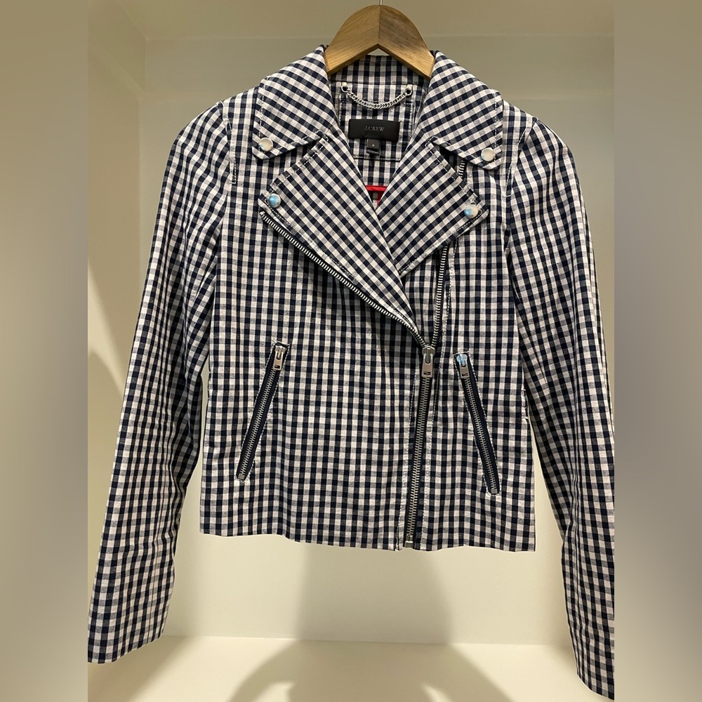 Gingham Moto Jacket